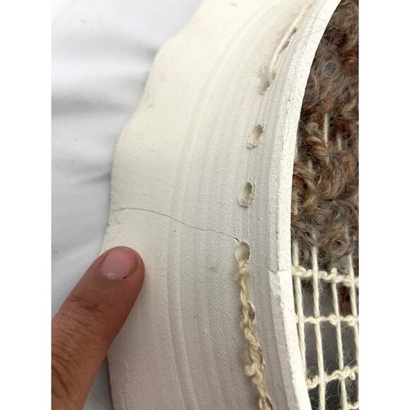 VTG Set of 2 Round Wall Hanging Ceramic Pottery Framed Tree Weaving Loom Decor - Picture 14 of 16